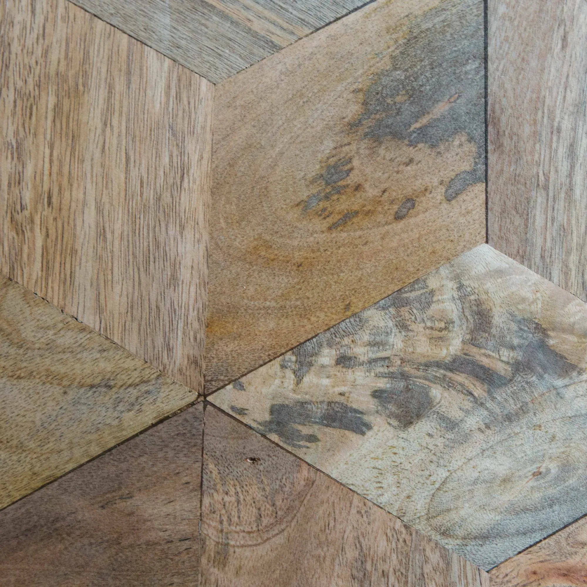 Faye Parquetry Desk - Wood, Brass