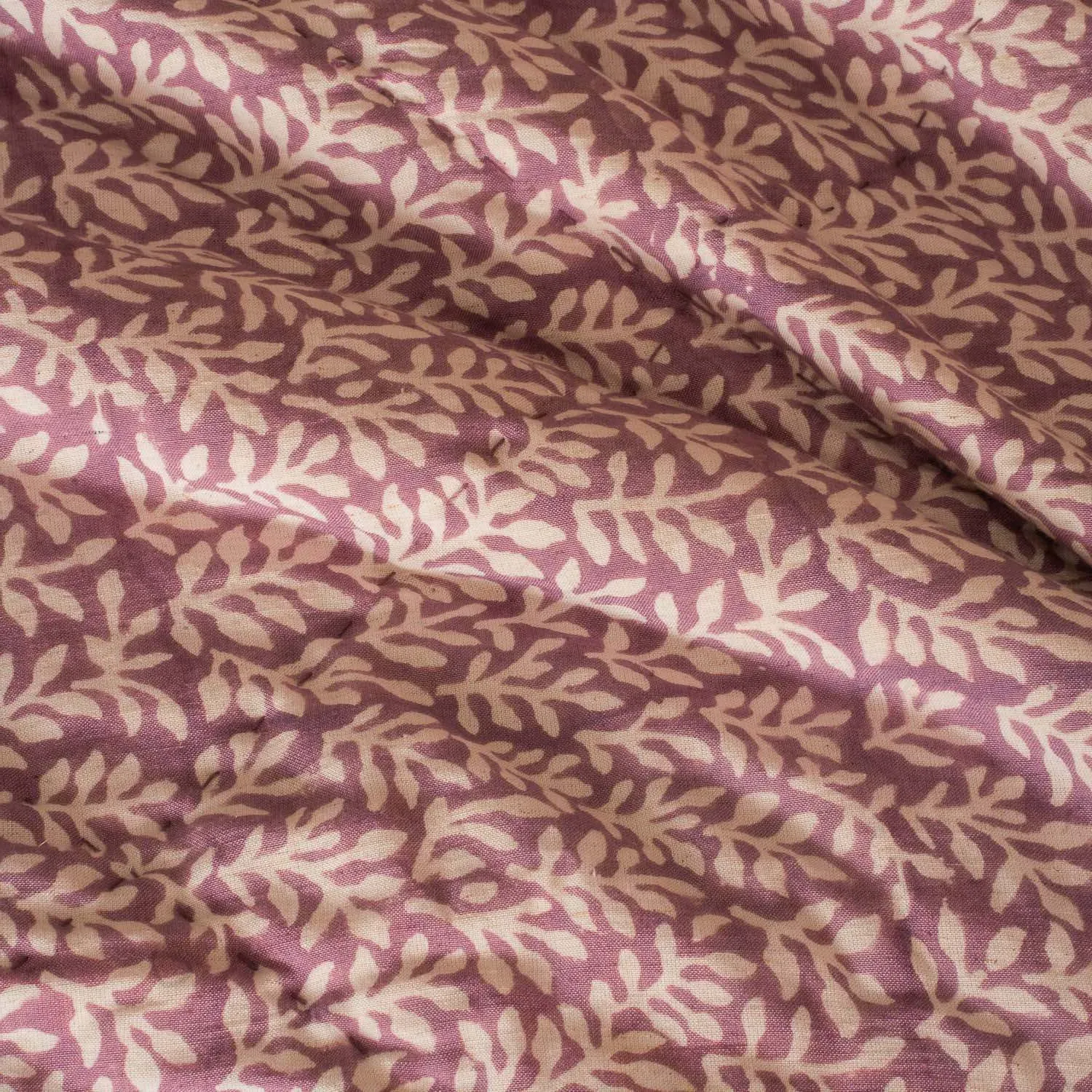 Fern Hand-Printed Quilt - Aubergine, Cotton