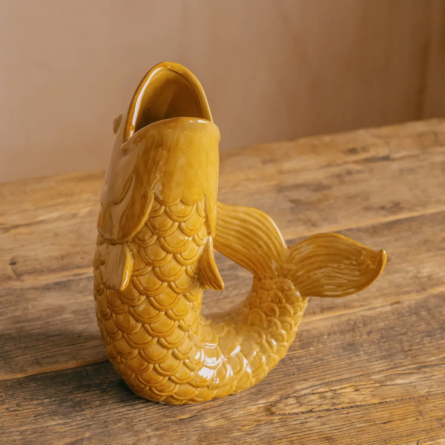 Fern the Fish Large Vase - Mustard Yellow, Stoneware