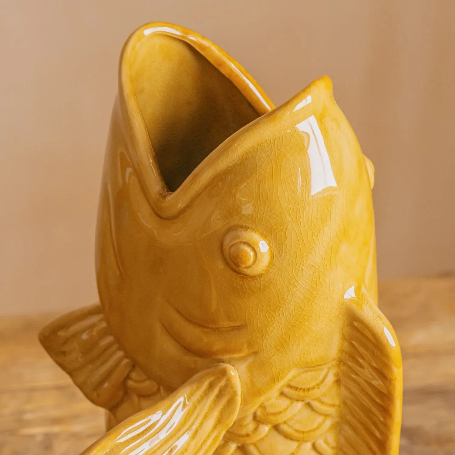 Fern the Fish Large Vase - Mustard Yellow, Stoneware