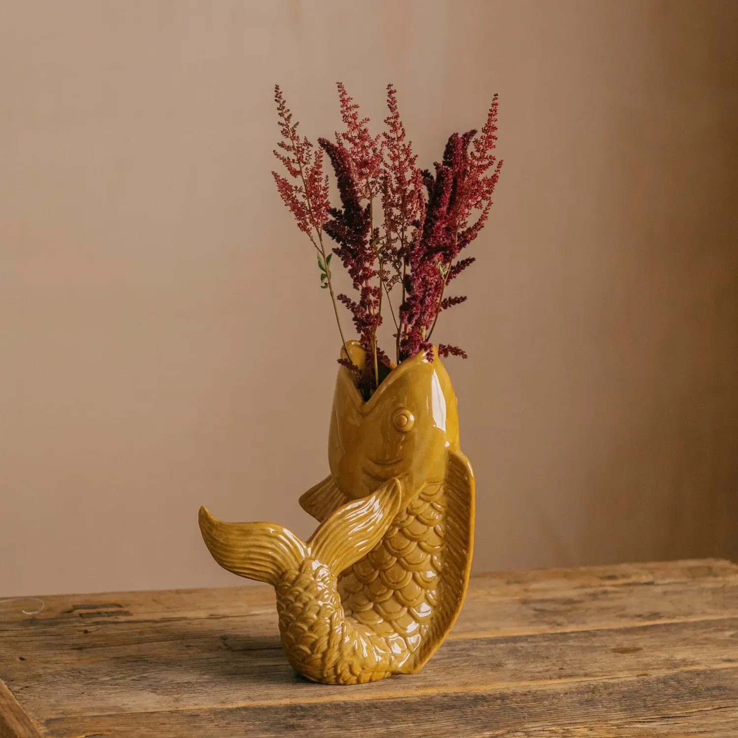 Fern the Fish Large Vase - Mustard Yellow, Stoneware image