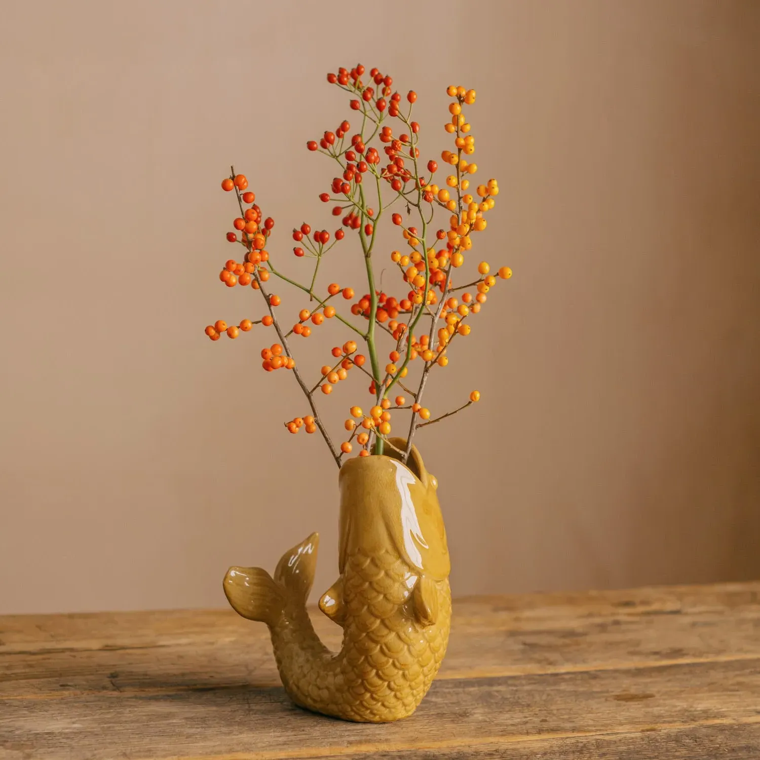 Fern the Fish Small Vase - Mustard Yellow, Stoneware