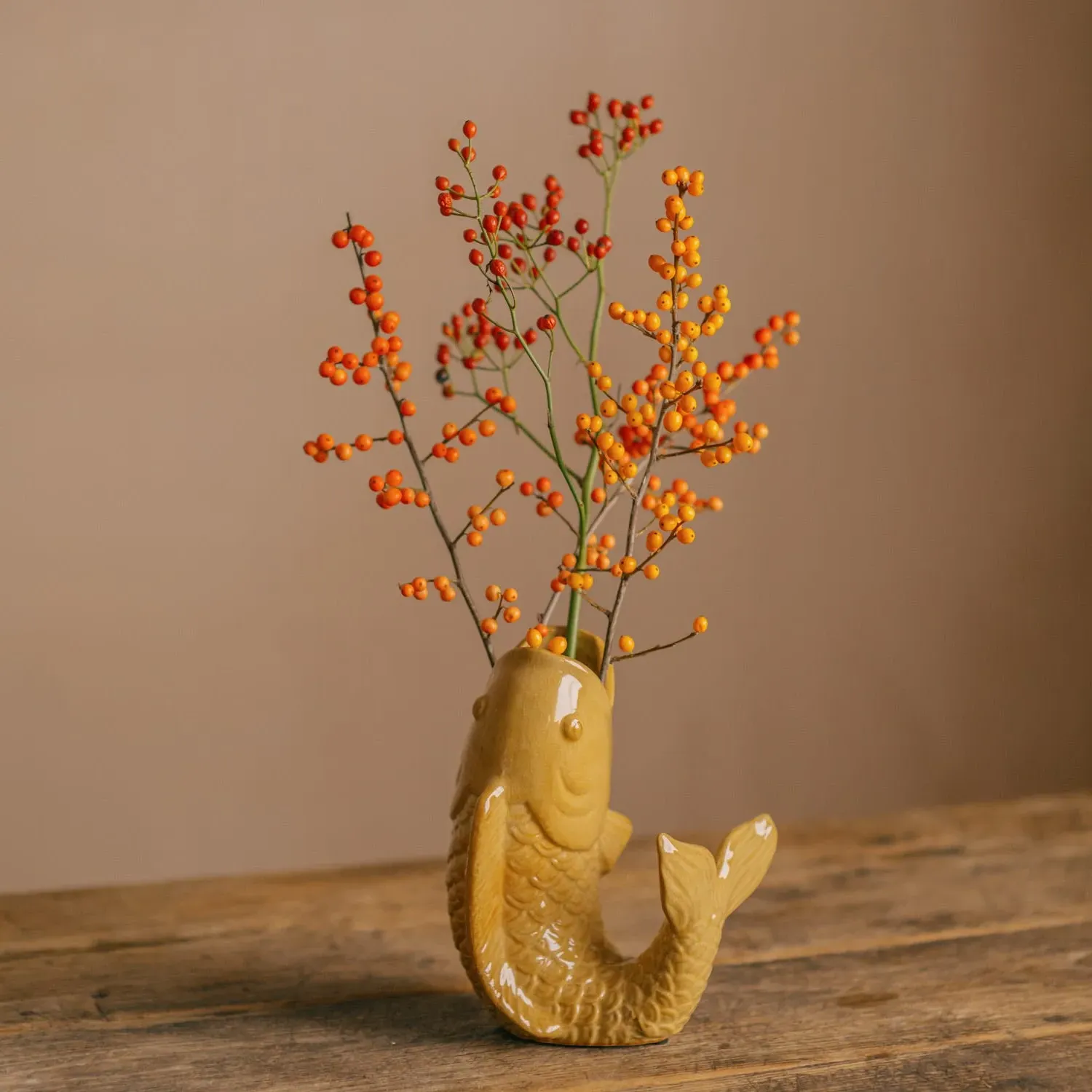 Fern the Fish Small Vase - Mustard Yellow, Stoneware