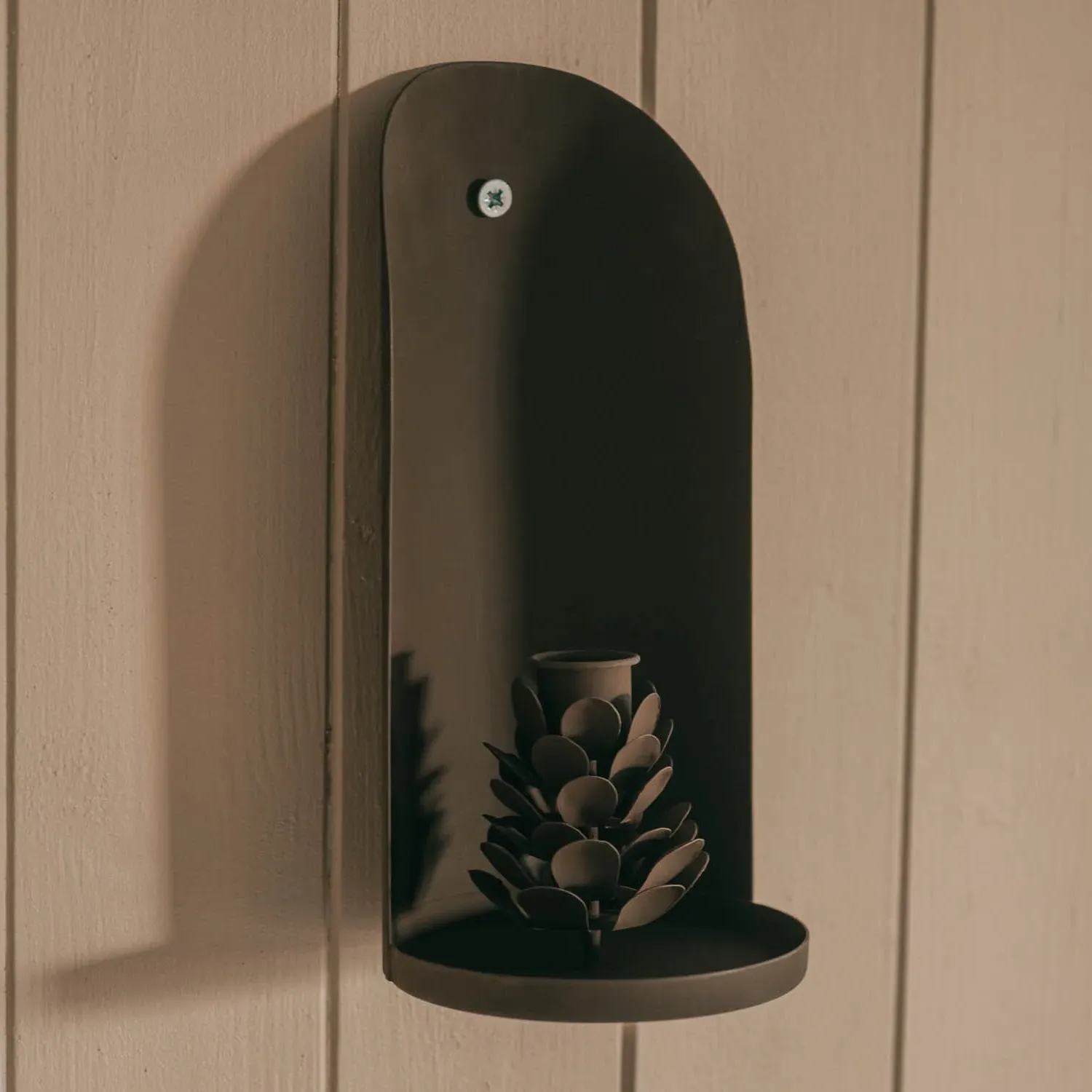Fir Cone Candle Holder Wall Sconce - Charcoal Grey, Metal