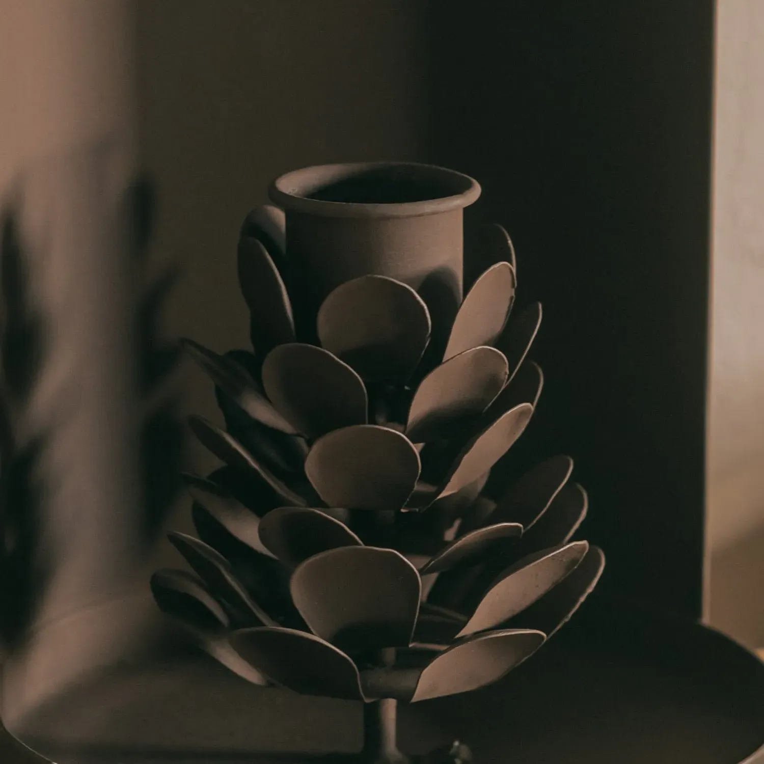 Fir Cone Candle Holder Wall Sconce - Charcoal Grey, Metal