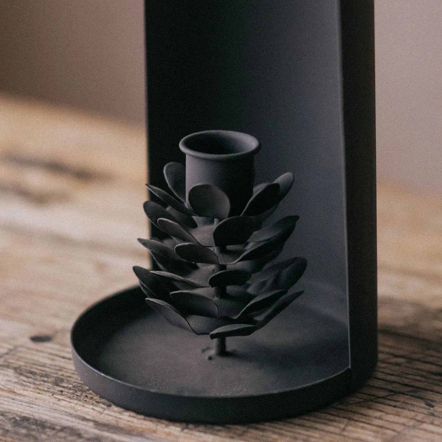 Fir Cone Candle Holder Wall Sconce - Charcoal Grey, Metal