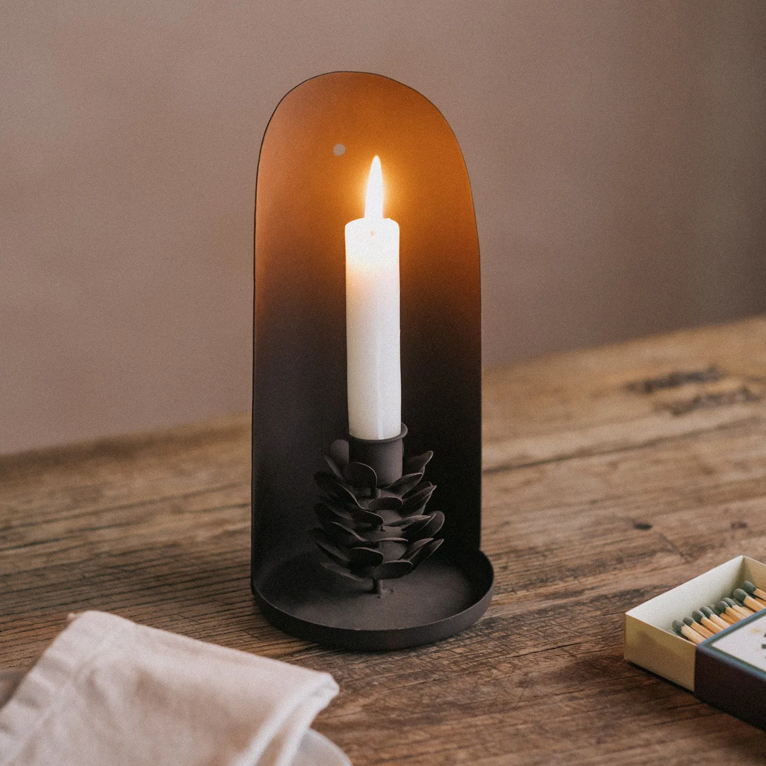 Fir Cone Candle Holder Wall Sconce - Charcoal Grey, Metal image