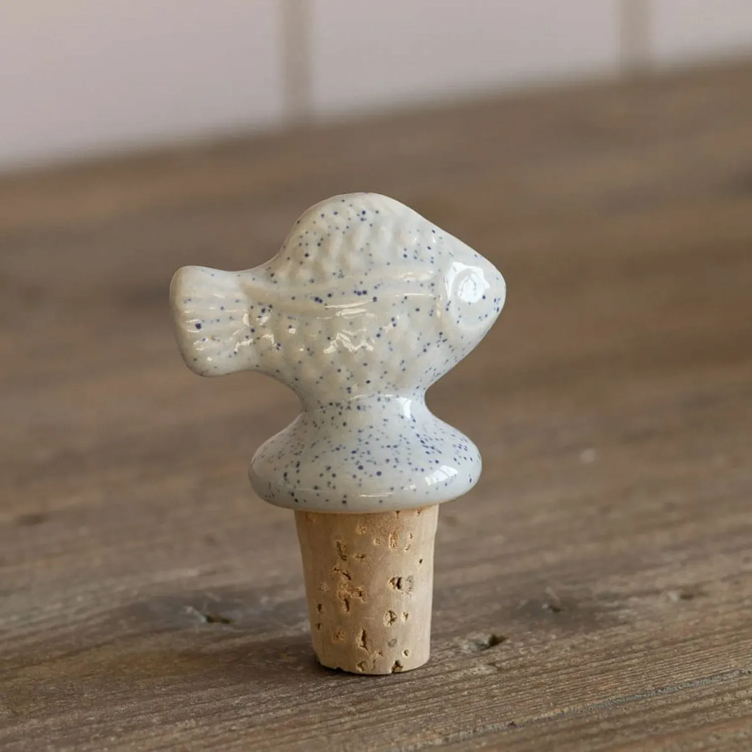 Fish Bottle Stopper - White, Ceramic