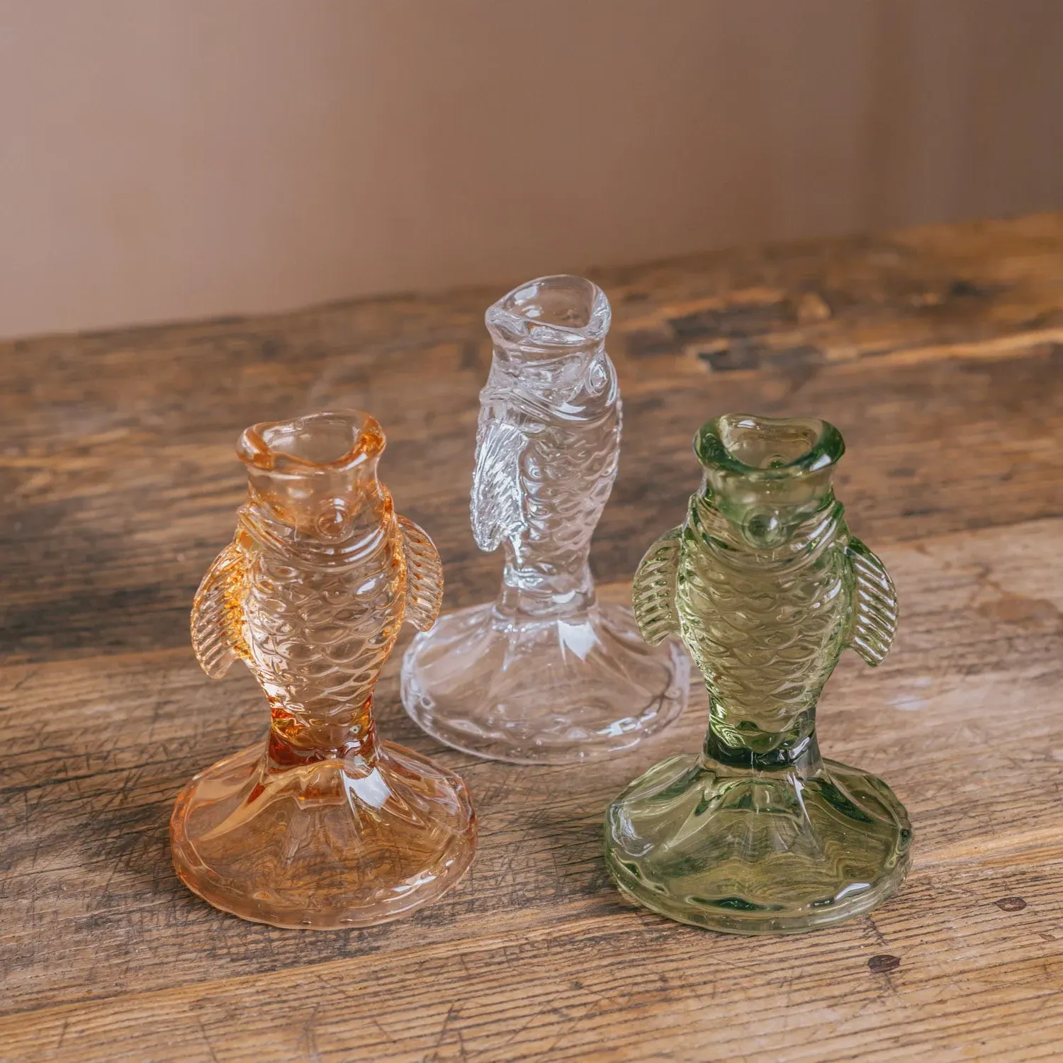 Fish Candle Holder - Clear Glass