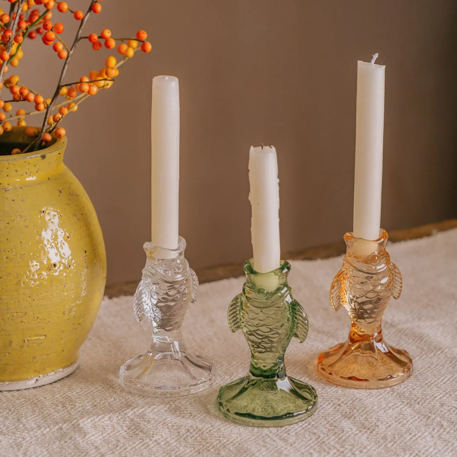 Fish Candle Holder - Clear Glass