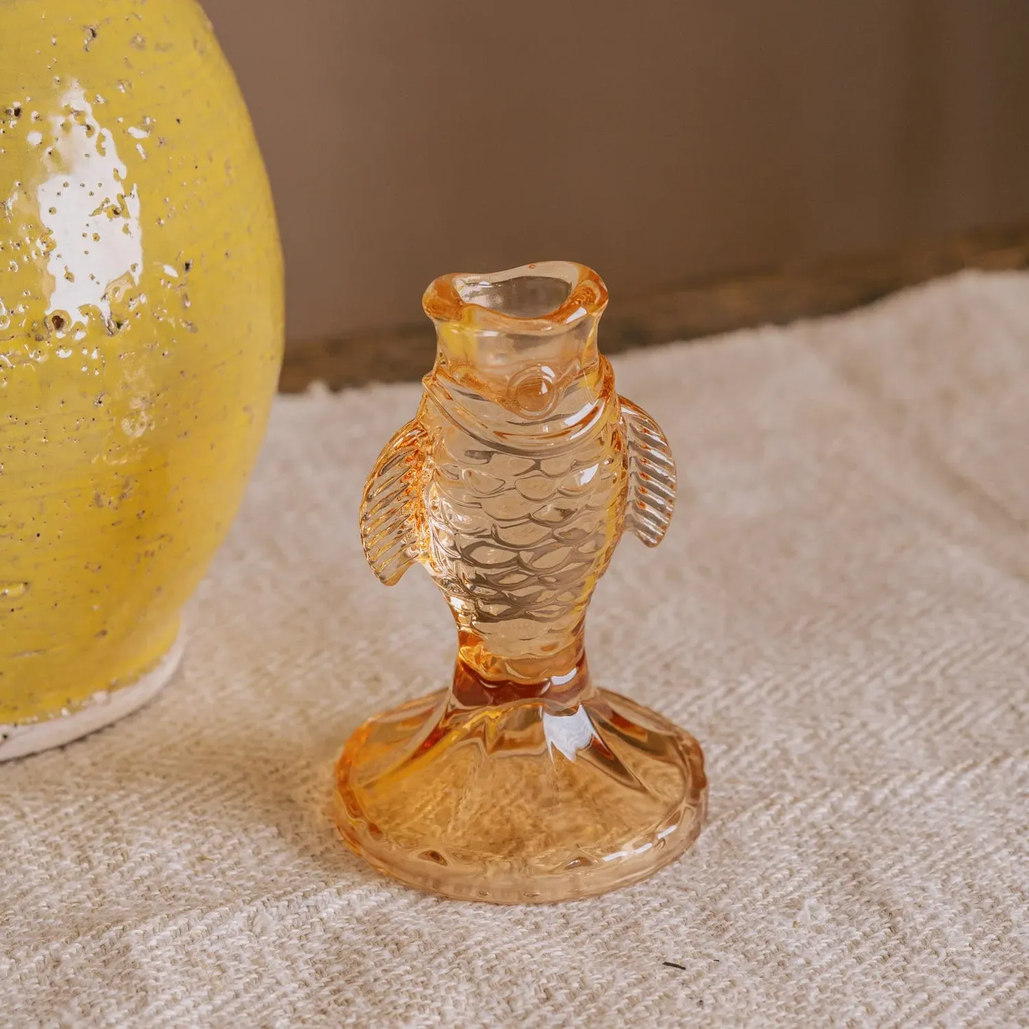 Fish Candle Holder - Clear Glass