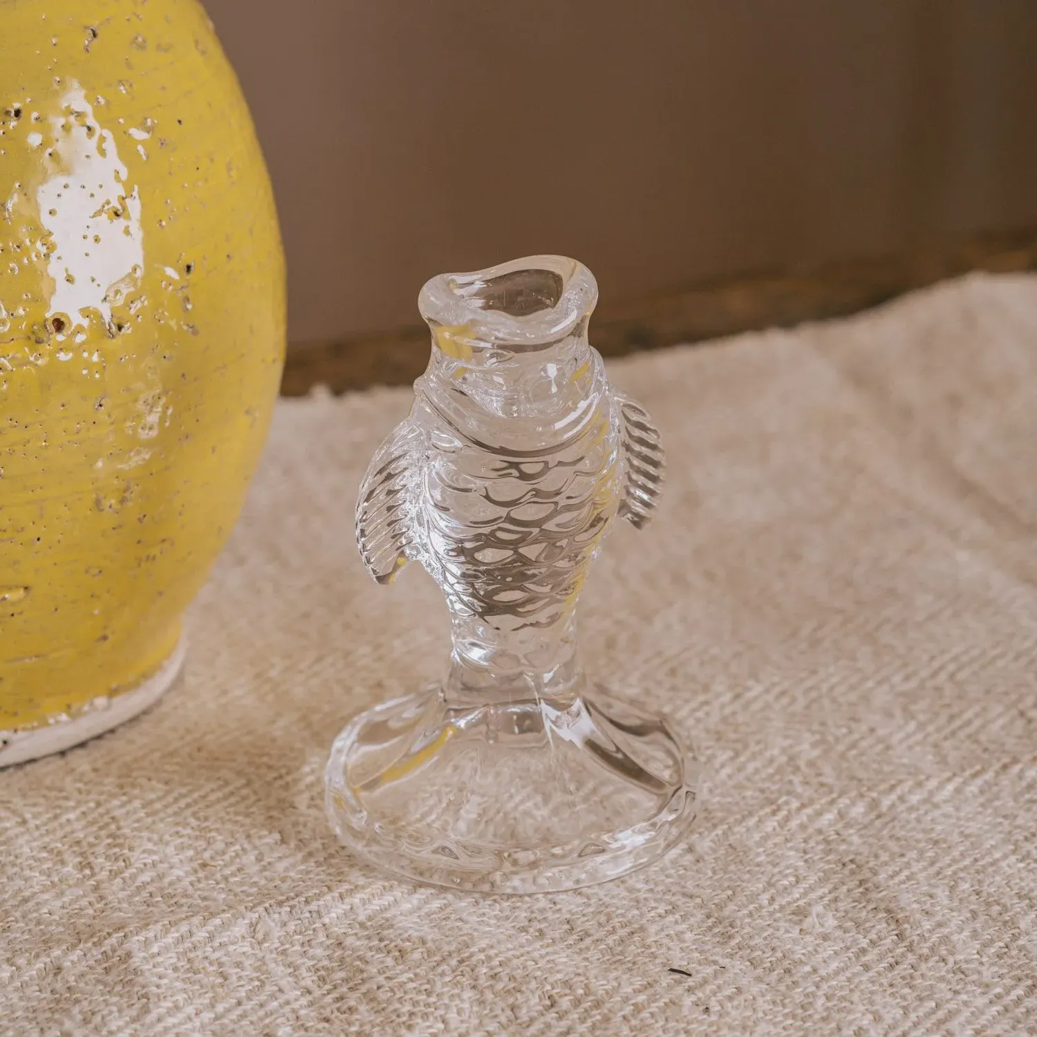 Fish Candle Holder - Clear Glass