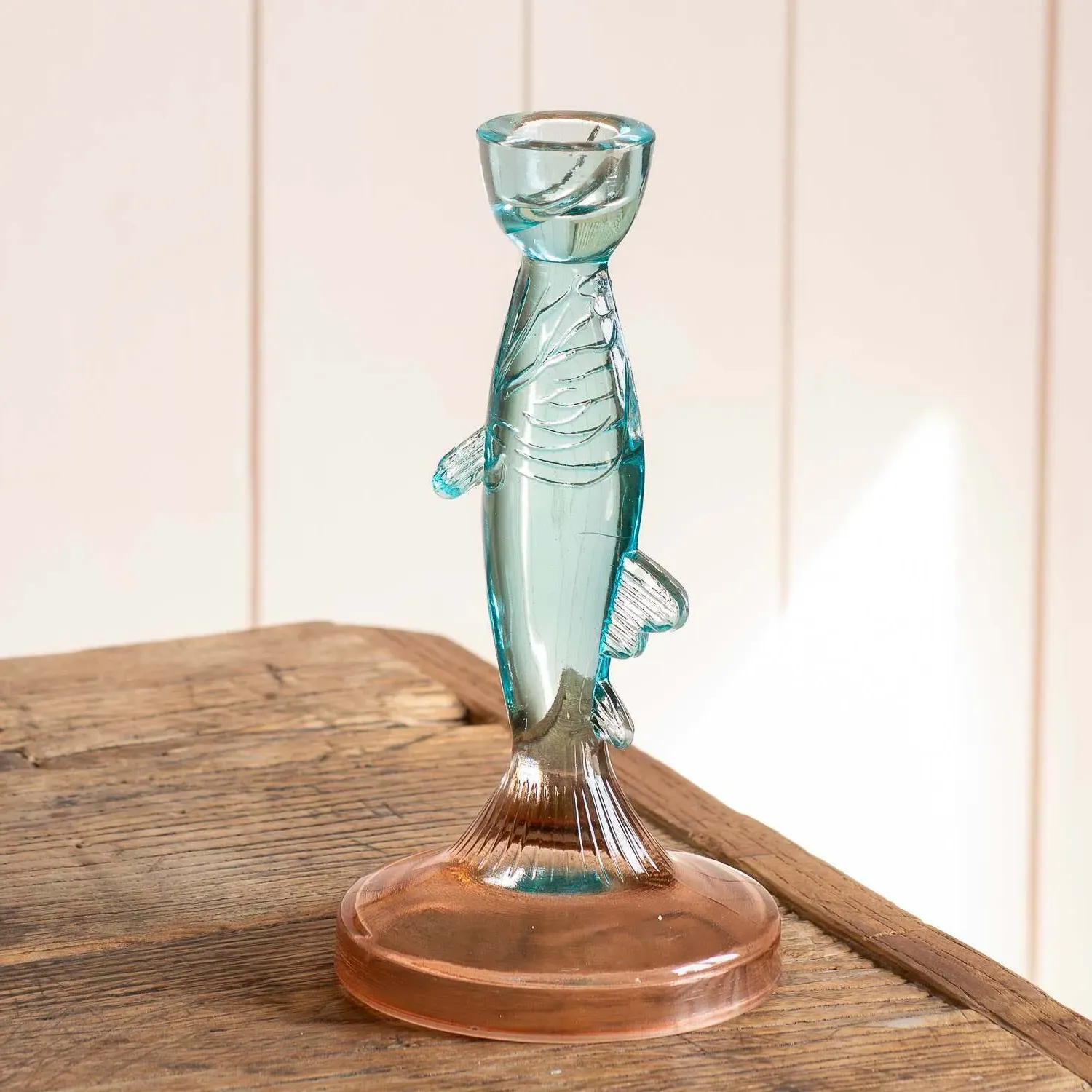 Fish Candle Holder - Pink and Blue, Glass