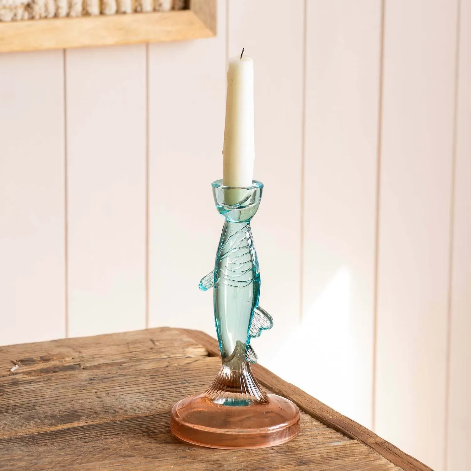 Fish Candle Holder - Pink and Blue, Glass