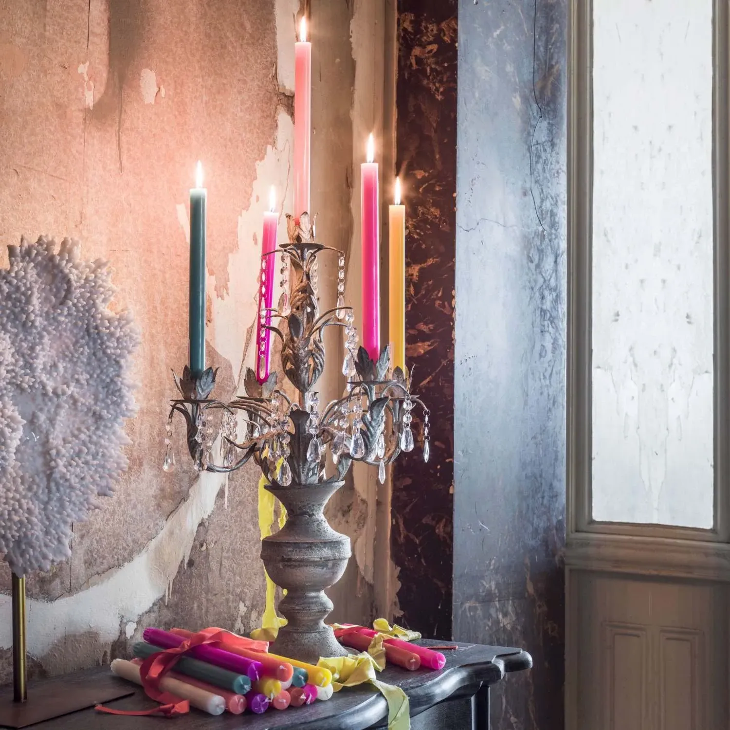 Five Stem Candelabra - Pewter, Metal image