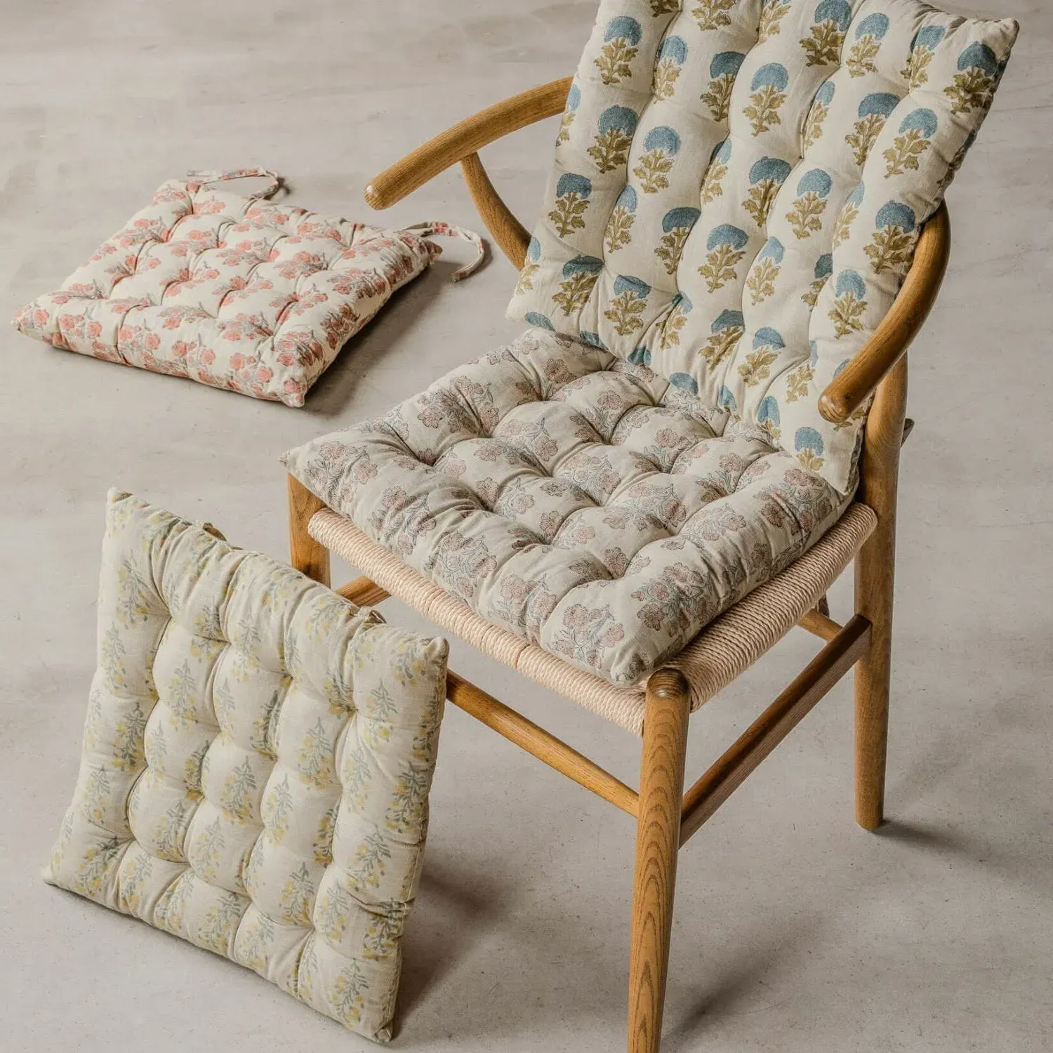Flora Block Printed Seat Pad - Cotton image