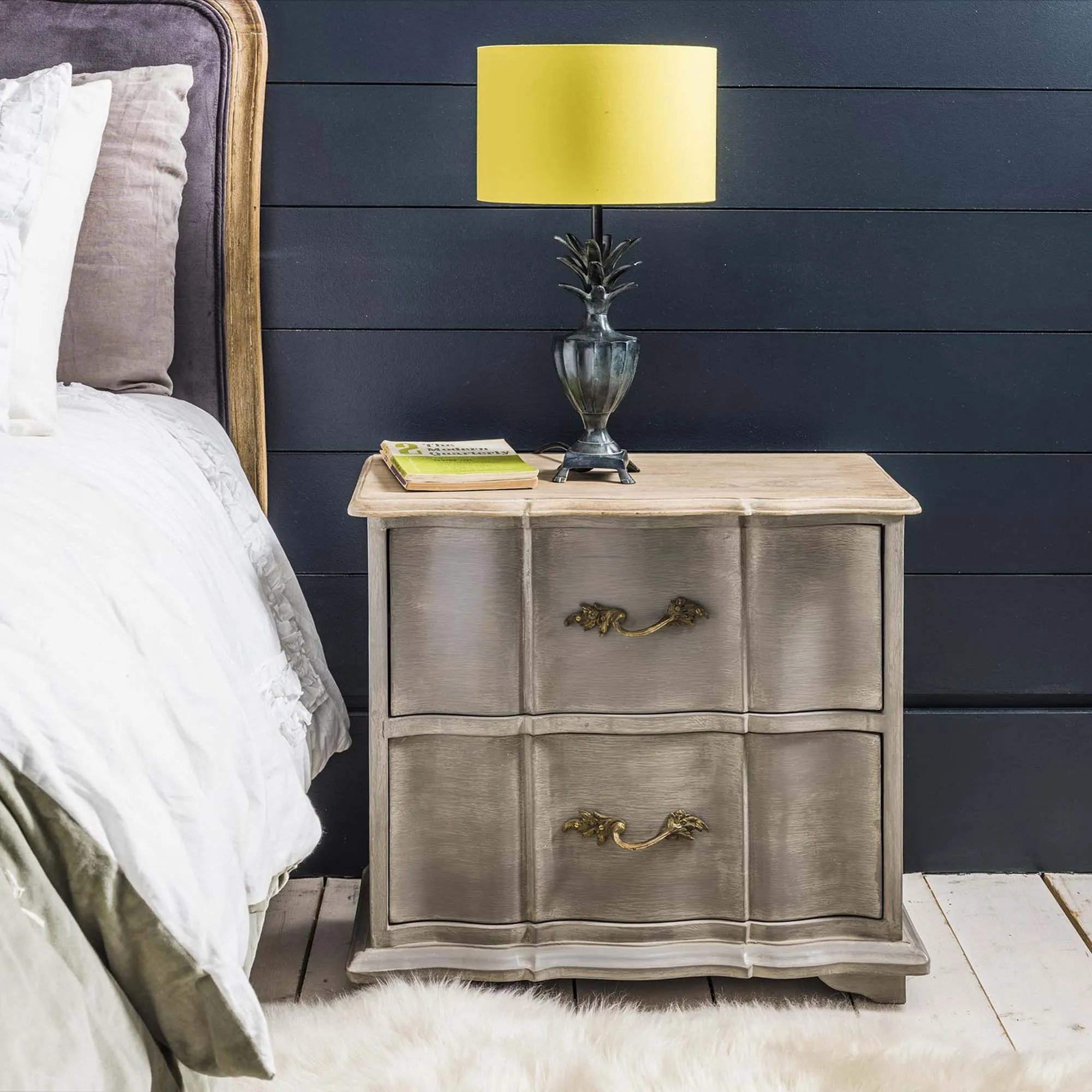 Florence Bedside Table - Grey, Mango Wood image