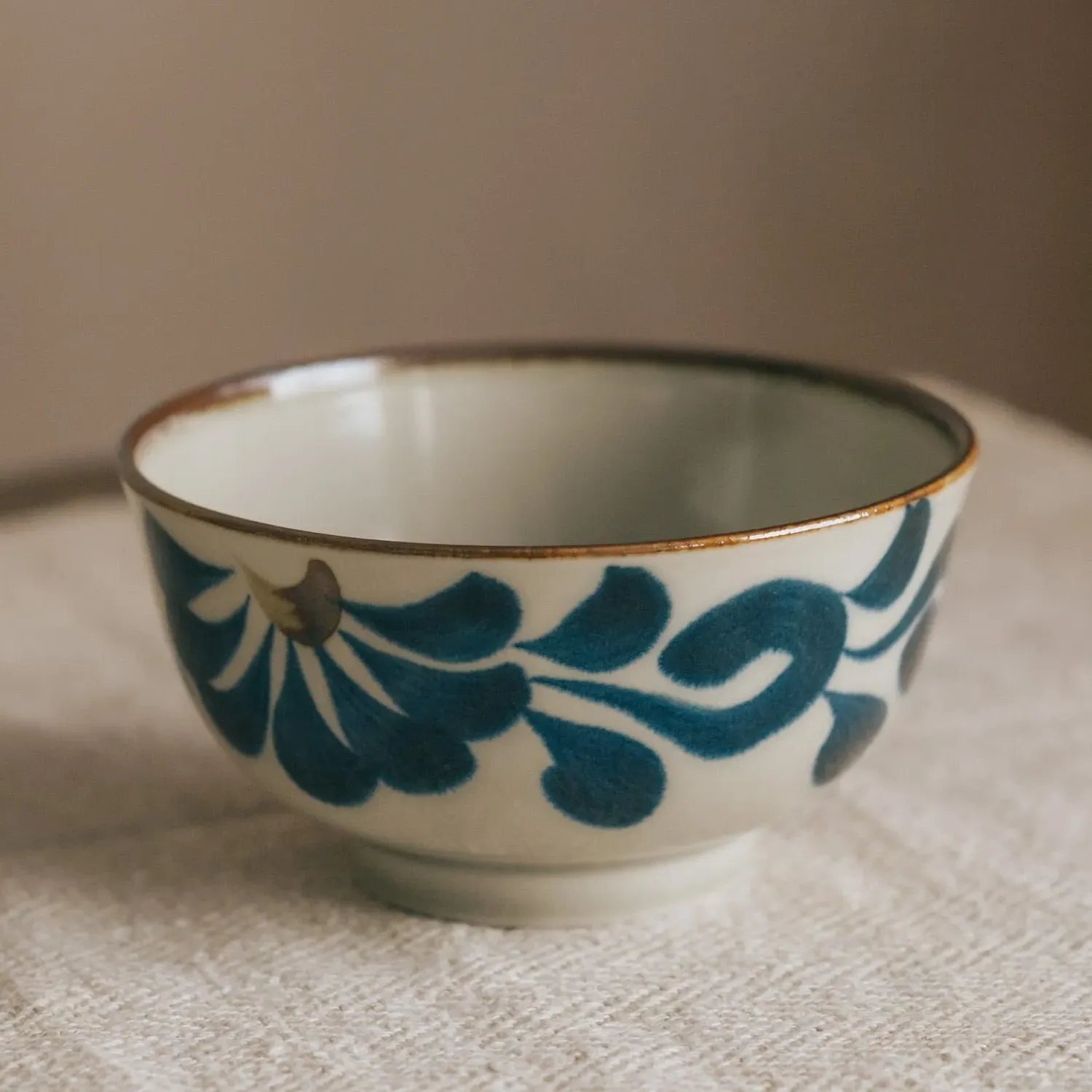 Flower Japanese Dipping Bowl - Blue, Porcelain