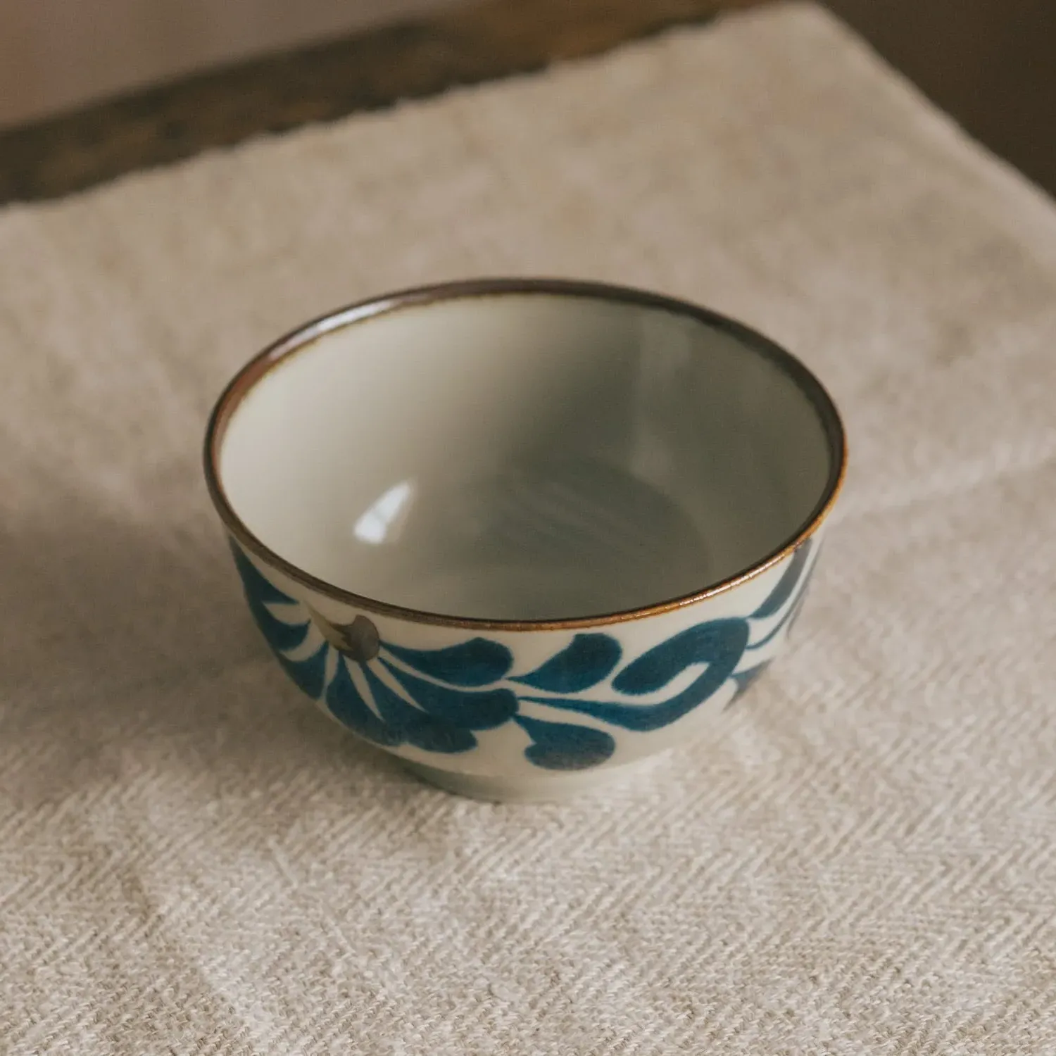 Flower Japanese Dipping Bowl - Blue, Porcelain