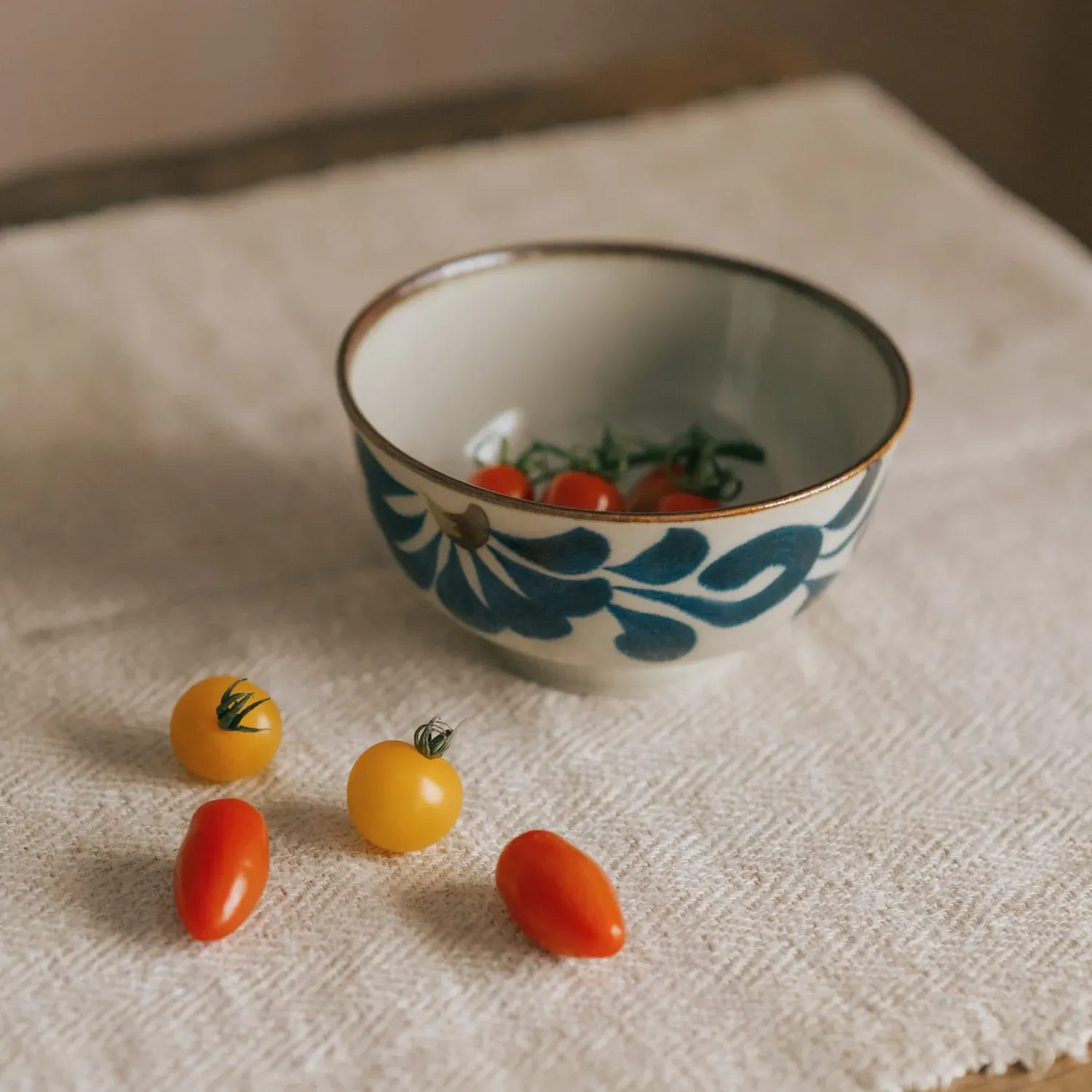 Flower Japanese Dipping Bowl - Blue, Porcelain image