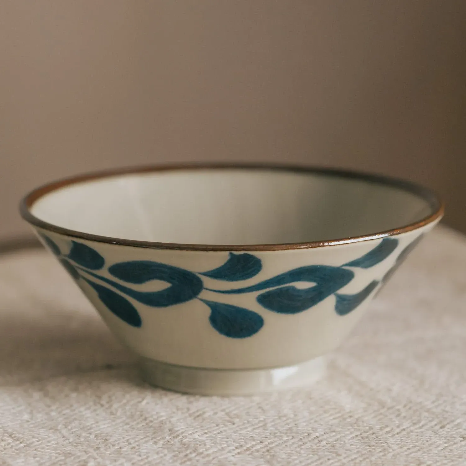 Flower Japanese Noodle Bowl - Blue, Porcelain