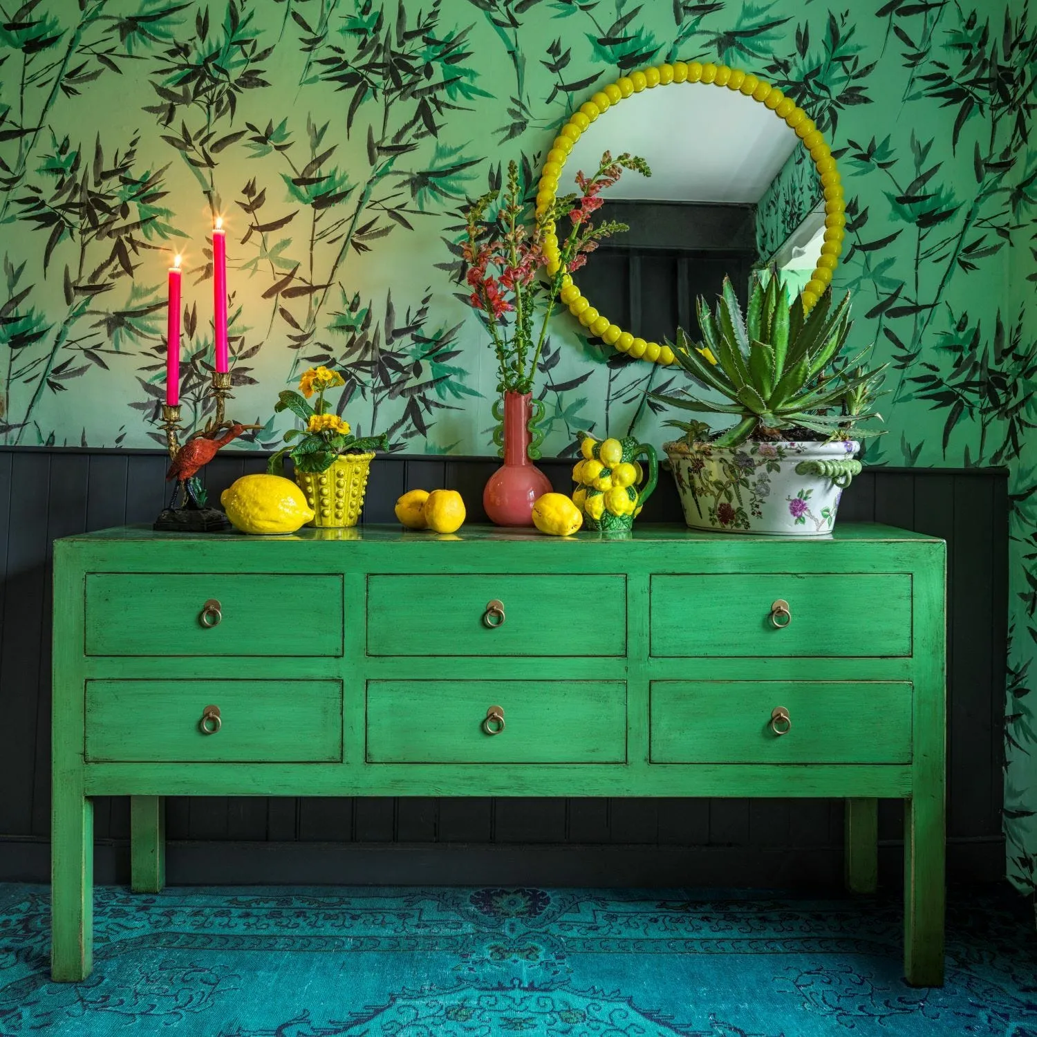 Flowers and Parrots Plant Pot - Porcelain