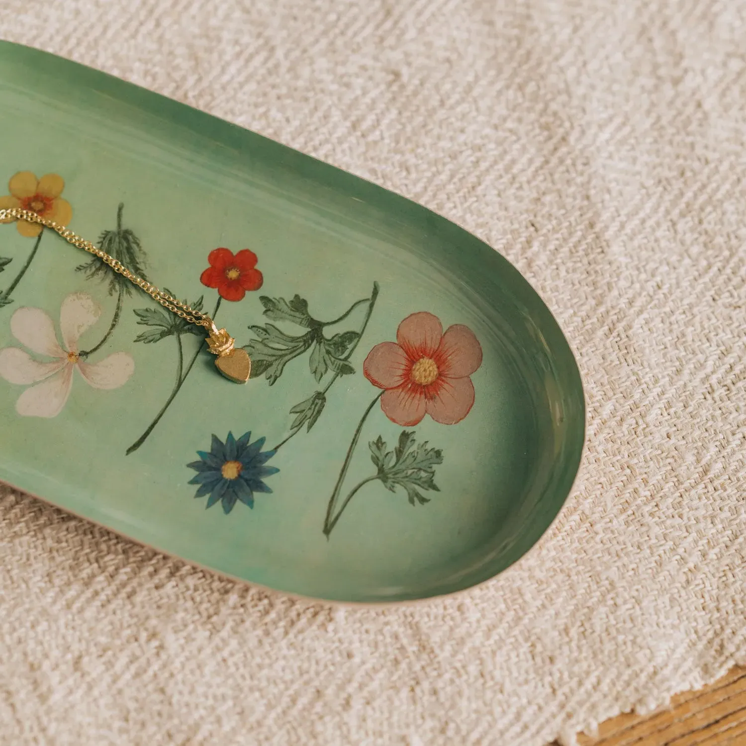 Flowers Oval Enamel Tray