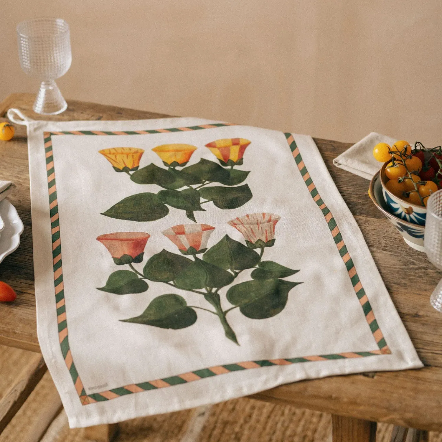 Flowers Tea Towel - Organic Cotton image