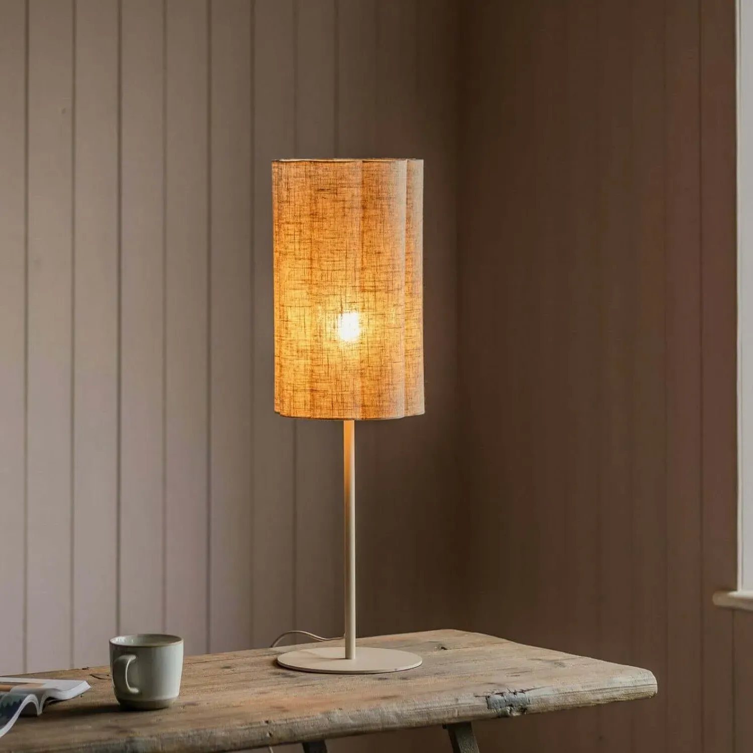 Fluted Fabric Table Lamp - Natural Linen image
