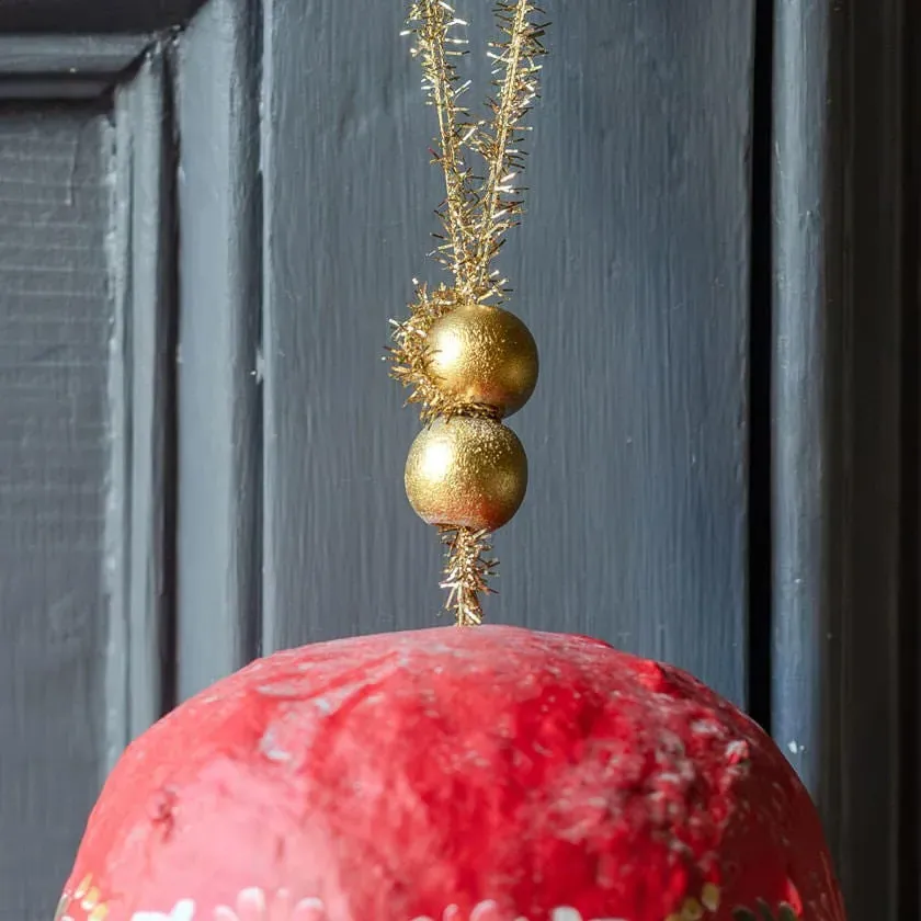 Folk Bell Christmas Garland - Red