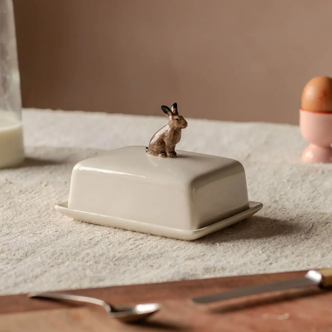Fox Butter Dish - Off-White, Stoneware