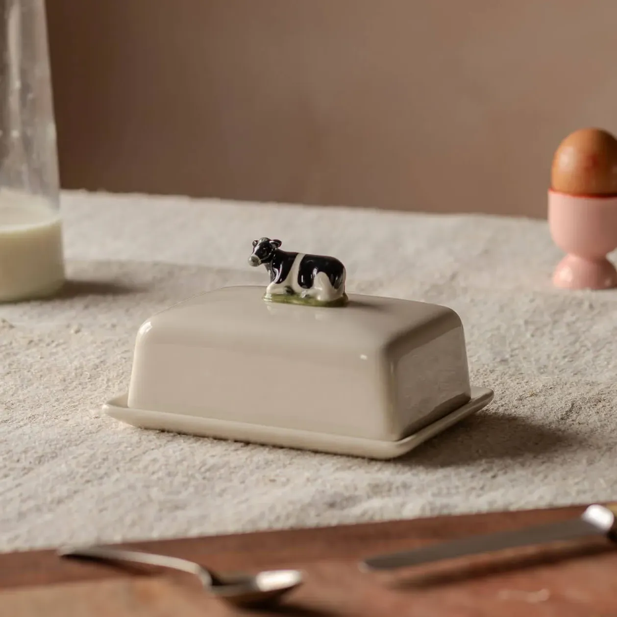 Fox Butter Dish - Off-White, Stoneware