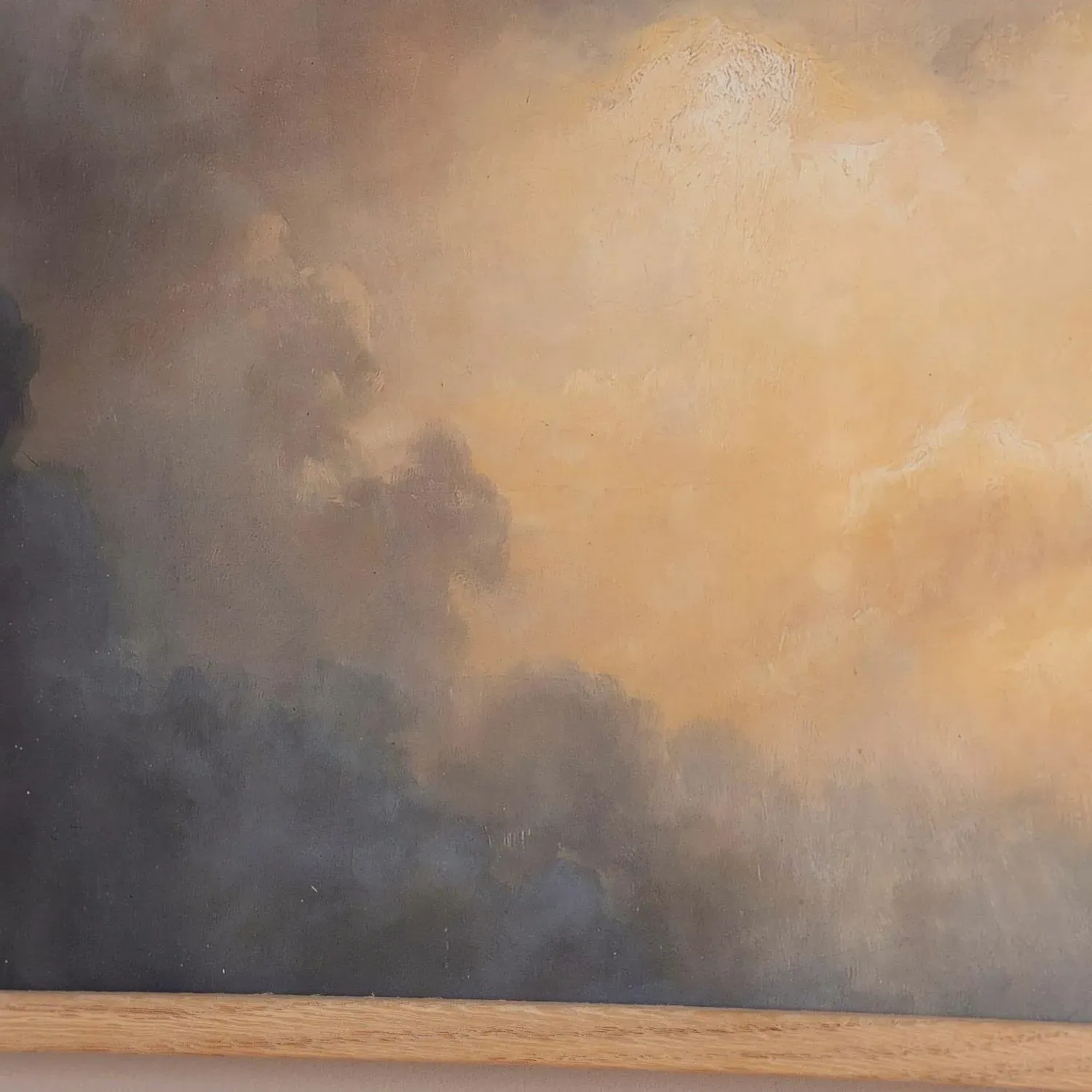 Framed Dark Clouds Print - Oak