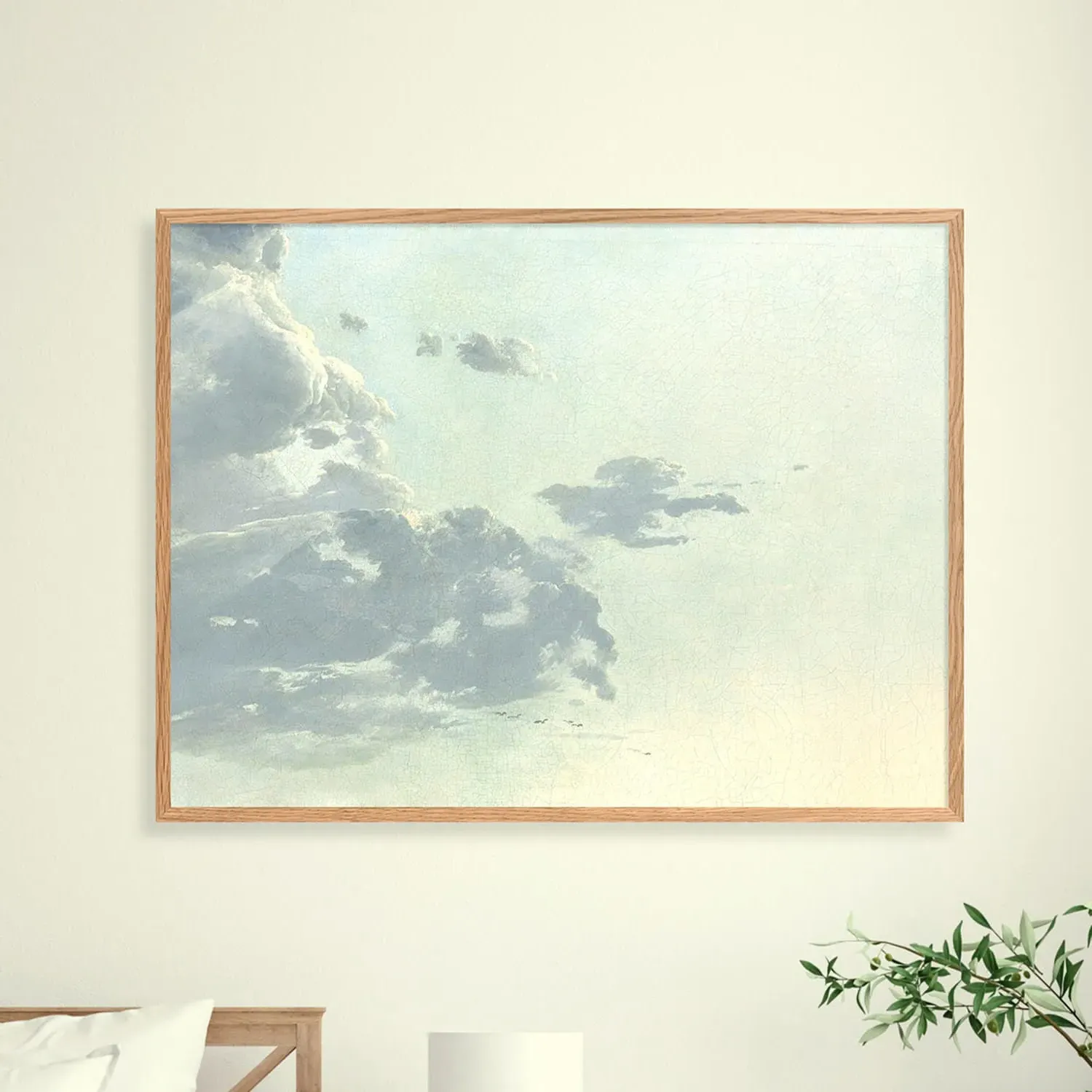 Framed Evening Clouds Print - Oak image