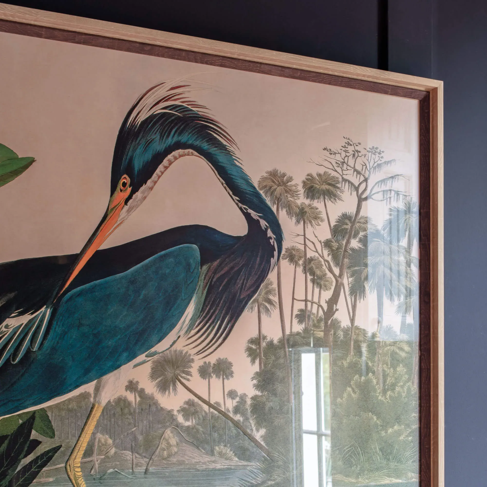 Framed Heron Landscape Print - Black