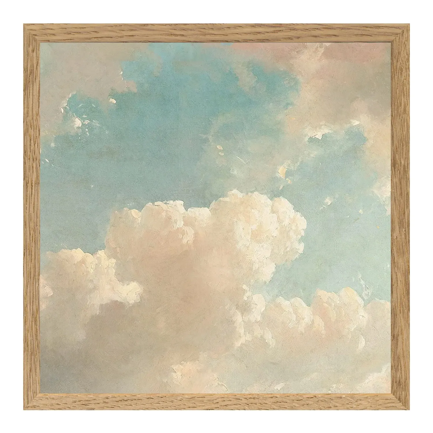 Framed Light Clouds Print Small - Oak