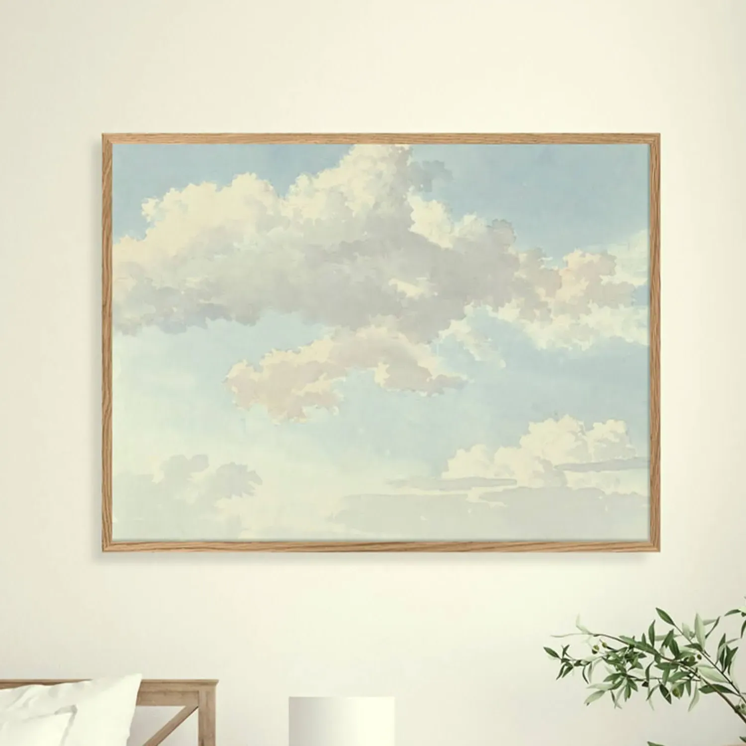 Framed Morning Clouds Print - Oak