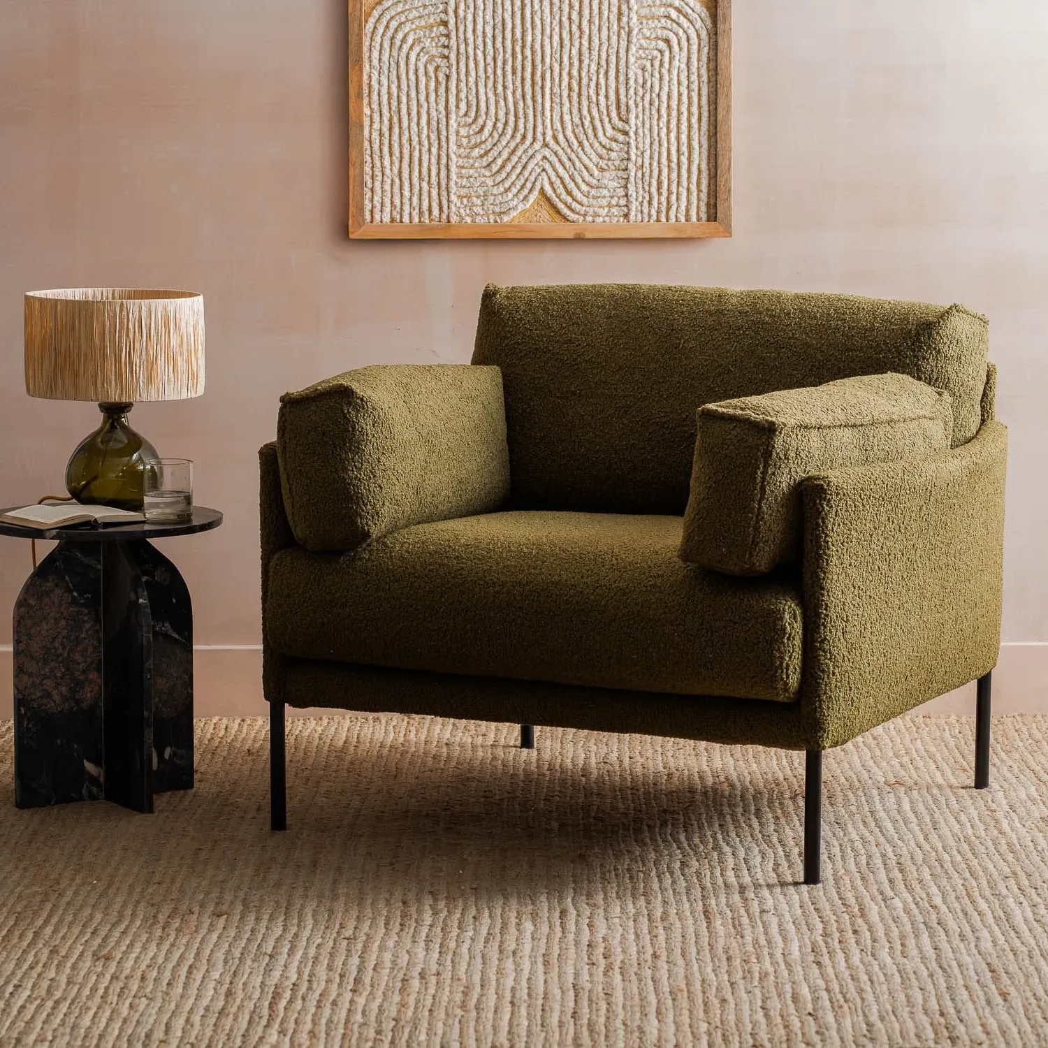 Franz Armchair - Olive, Boucle