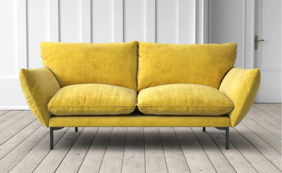 Freddie 2-Seater Sofa - Mustard, Velvet