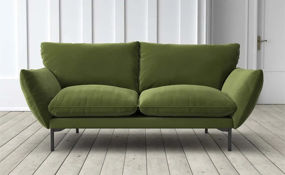 Freddie 2-Seater Sofa - Olive Green, Velvet