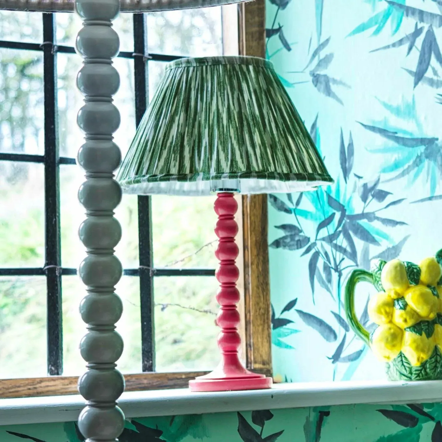 Freya Table Lamp with Inline Switch - Red, Wood