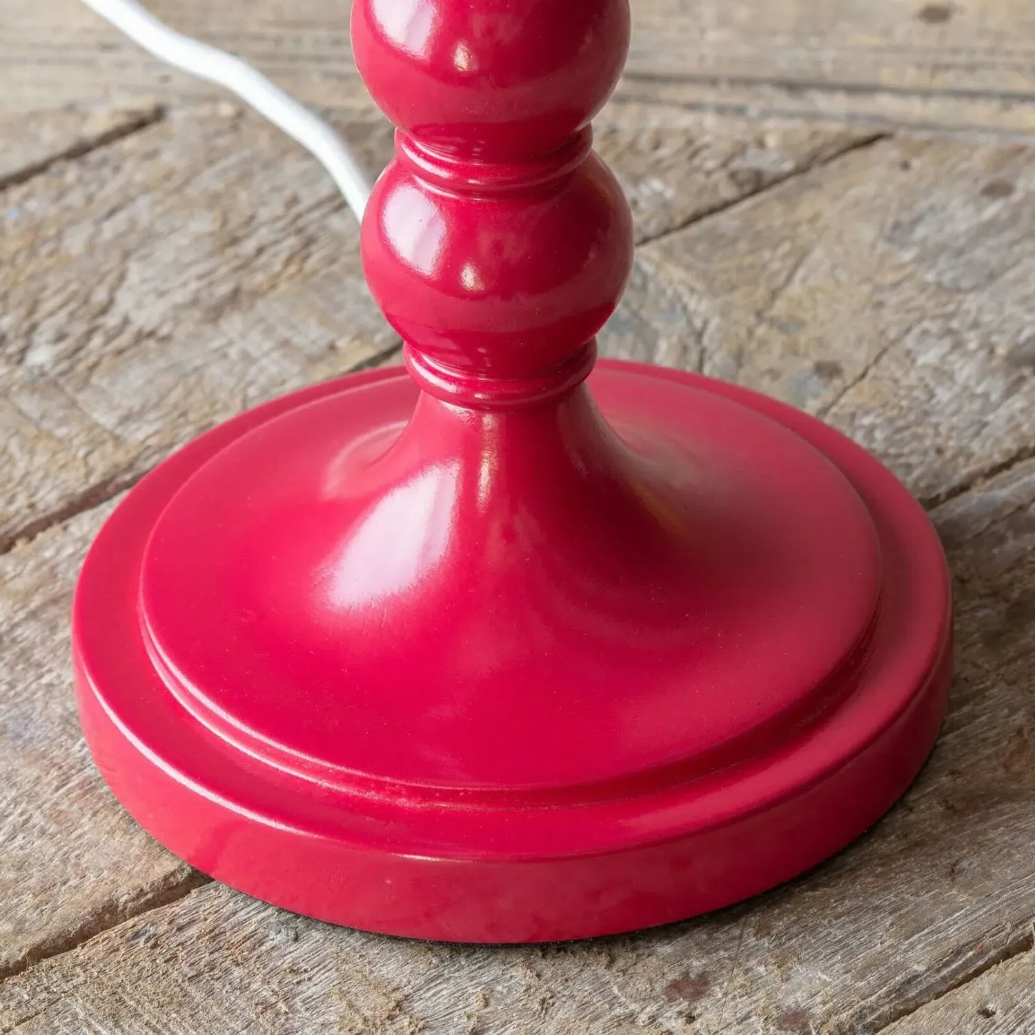 Freya Table Lamp with Inline Switch - Red, Wood