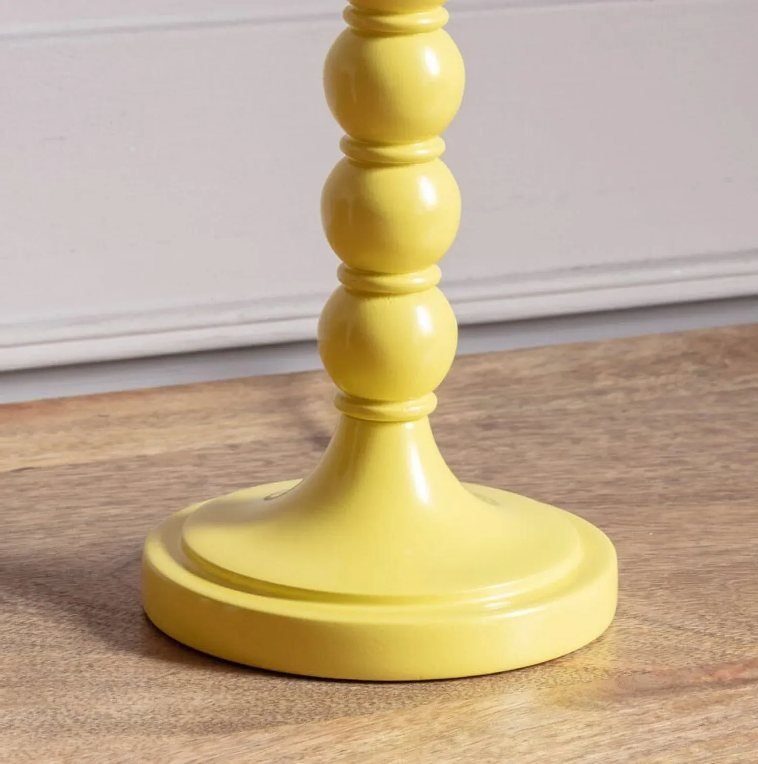 Freya Table Lamp with Inline Switch - Yellow, Wood