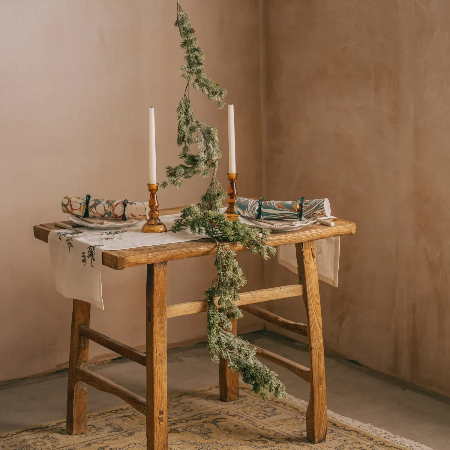 Frosted Mini Pinecone Christmas Garland - Acrylic image