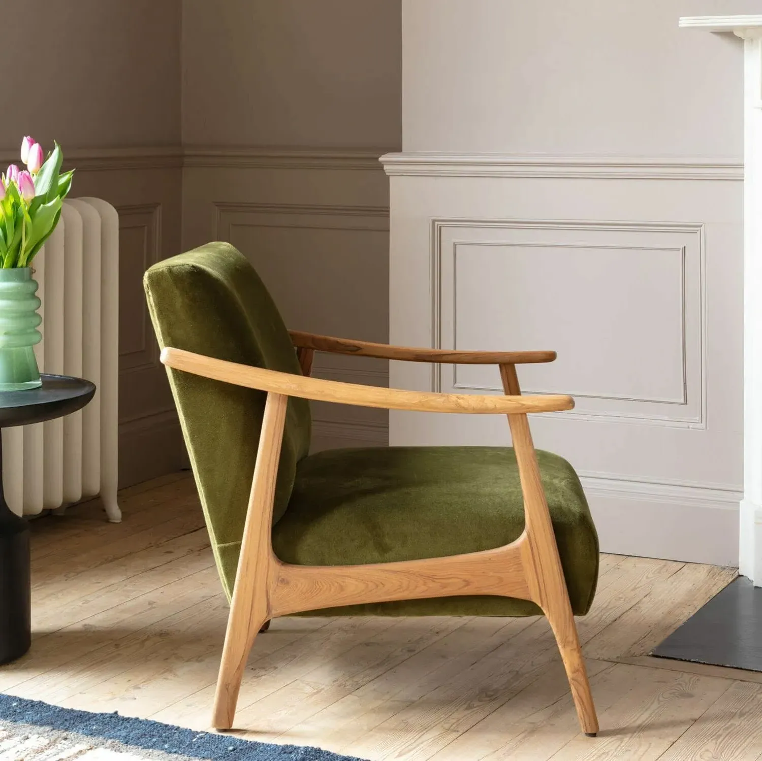 Gabe Armchair - Olive, Velvet