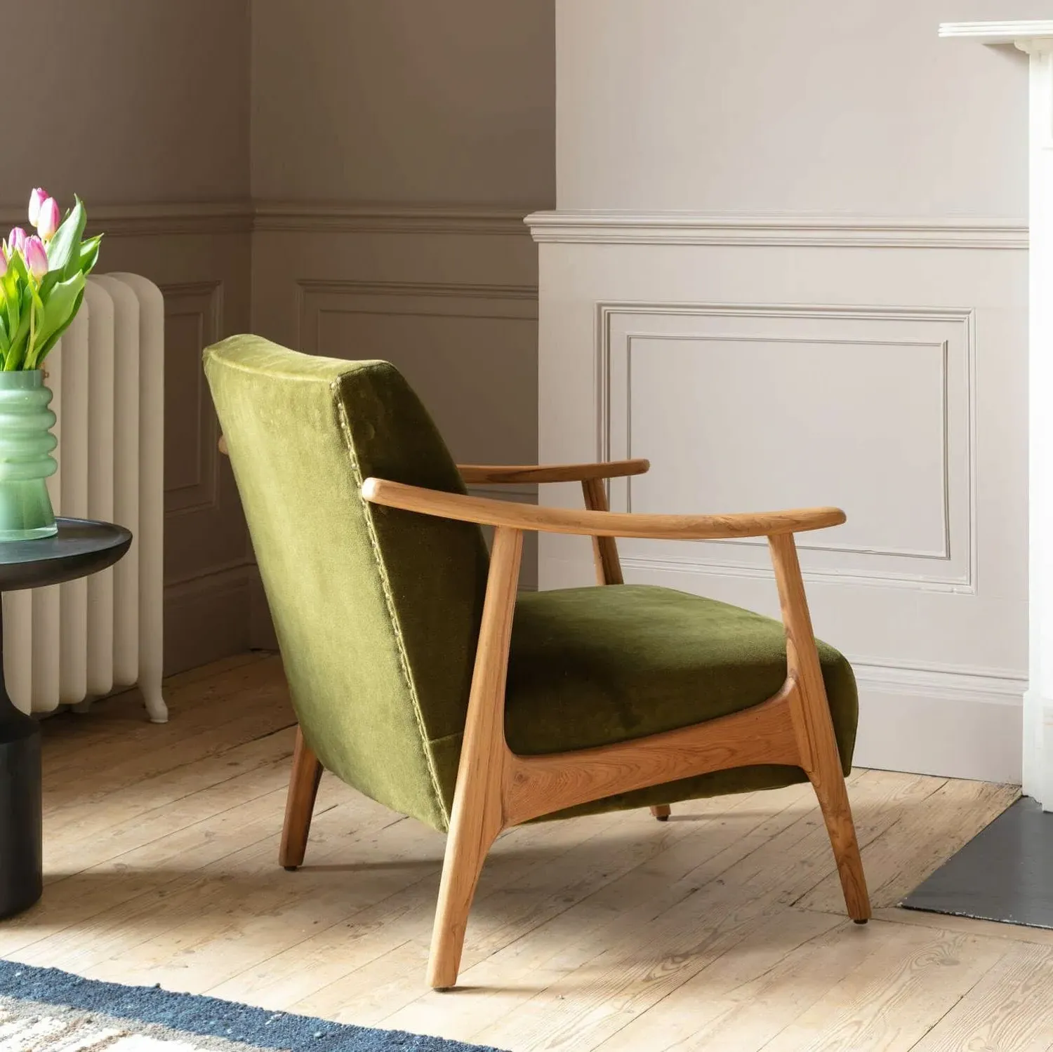 Gabe Armchair - Olive, Velvet