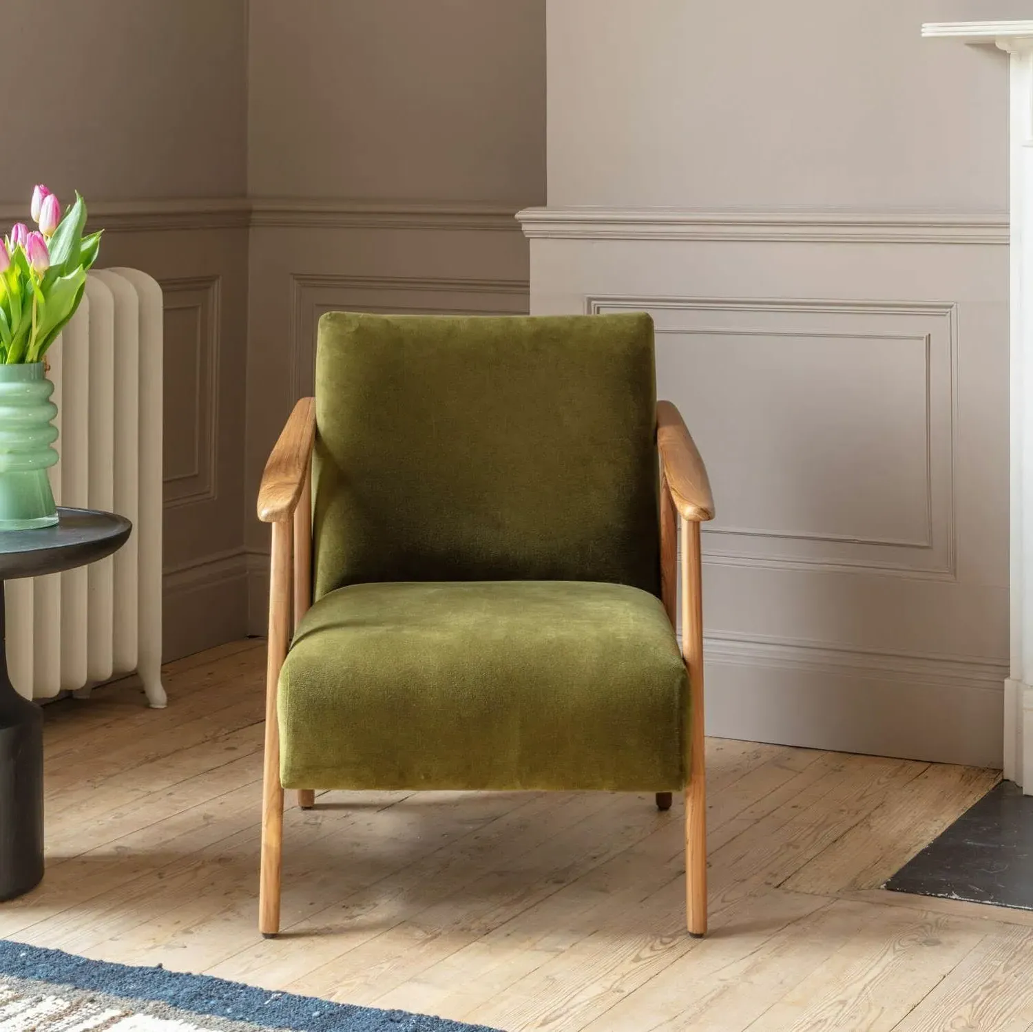 Gabe Armchair - Olive, Velvet