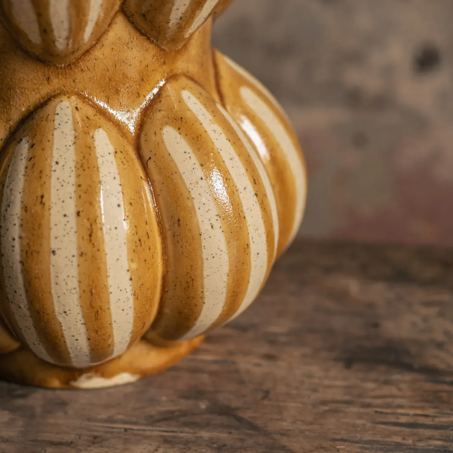 Garlic Stripe Vase - Ochre, Stoneware