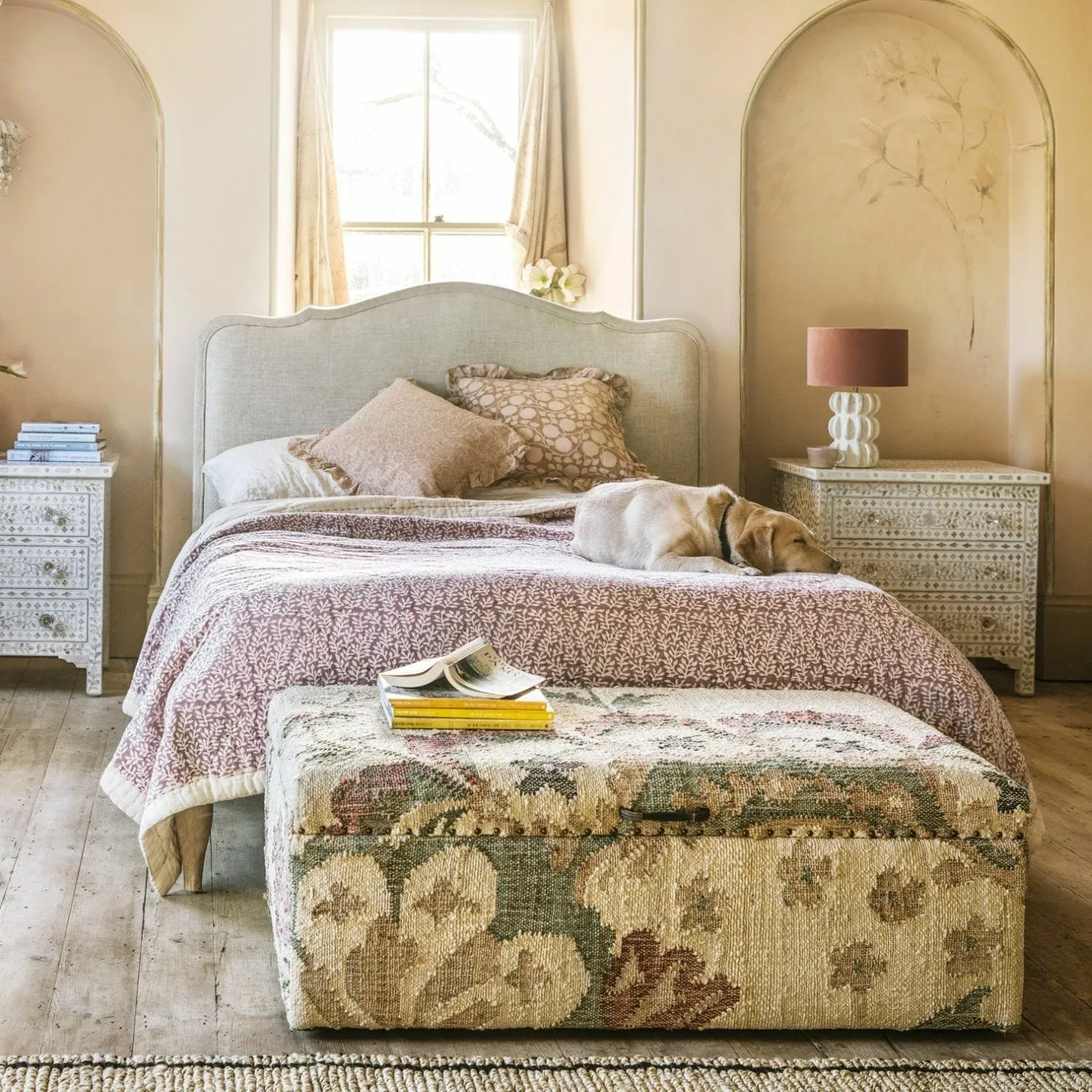 Genevieve King Size Bed Frame - Natural, Linen