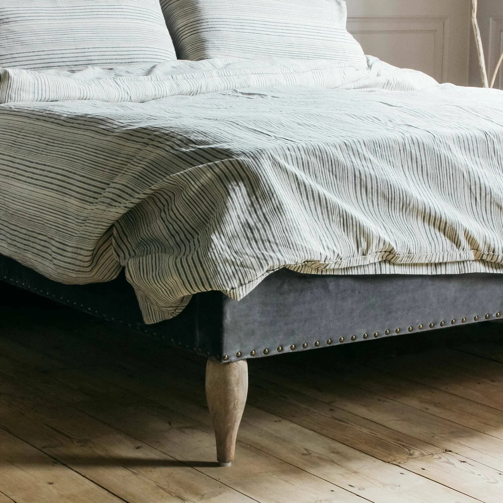 Genevieve Super King Size Bed Frame - Grey, Velvet